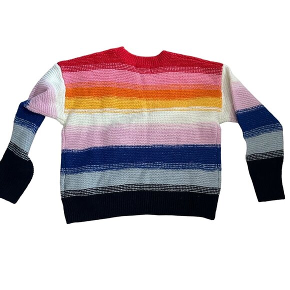 Old Navy Festive Craft Rainbow Striped Sweater - Cozy Knit Blend Vibrant Colors - Picture 2 of 8